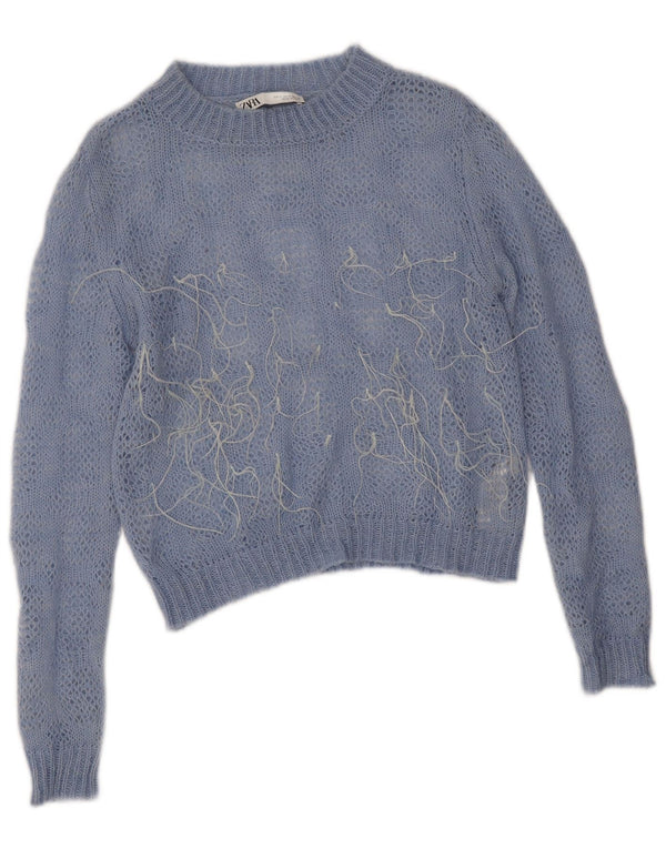 Damski sweter Zara z okrągłym wycięciem pod szyją, UK 10, mały niebieski
