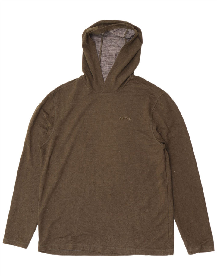 Męski sweter z kapturem Orvis, duży, ze sztucznego jedwabiu khaki