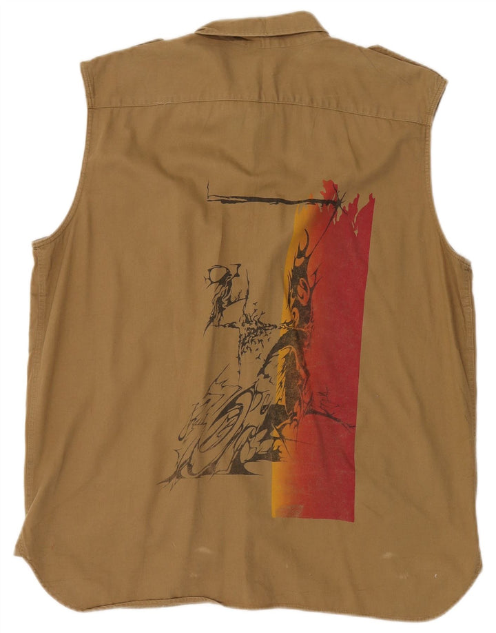 Męska koszula wojskowa bez rękawów w stylu vintage XL, bawełniana w kolorze khaki