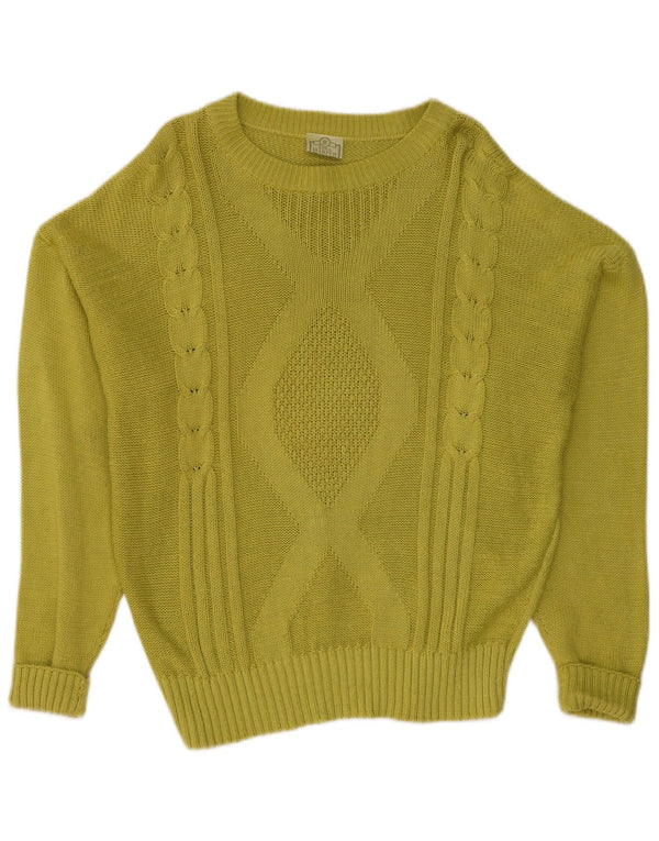 Sweter damski w stylu vintage z dekoltem w łódkę UK 16, duży, zielony, bawełniany