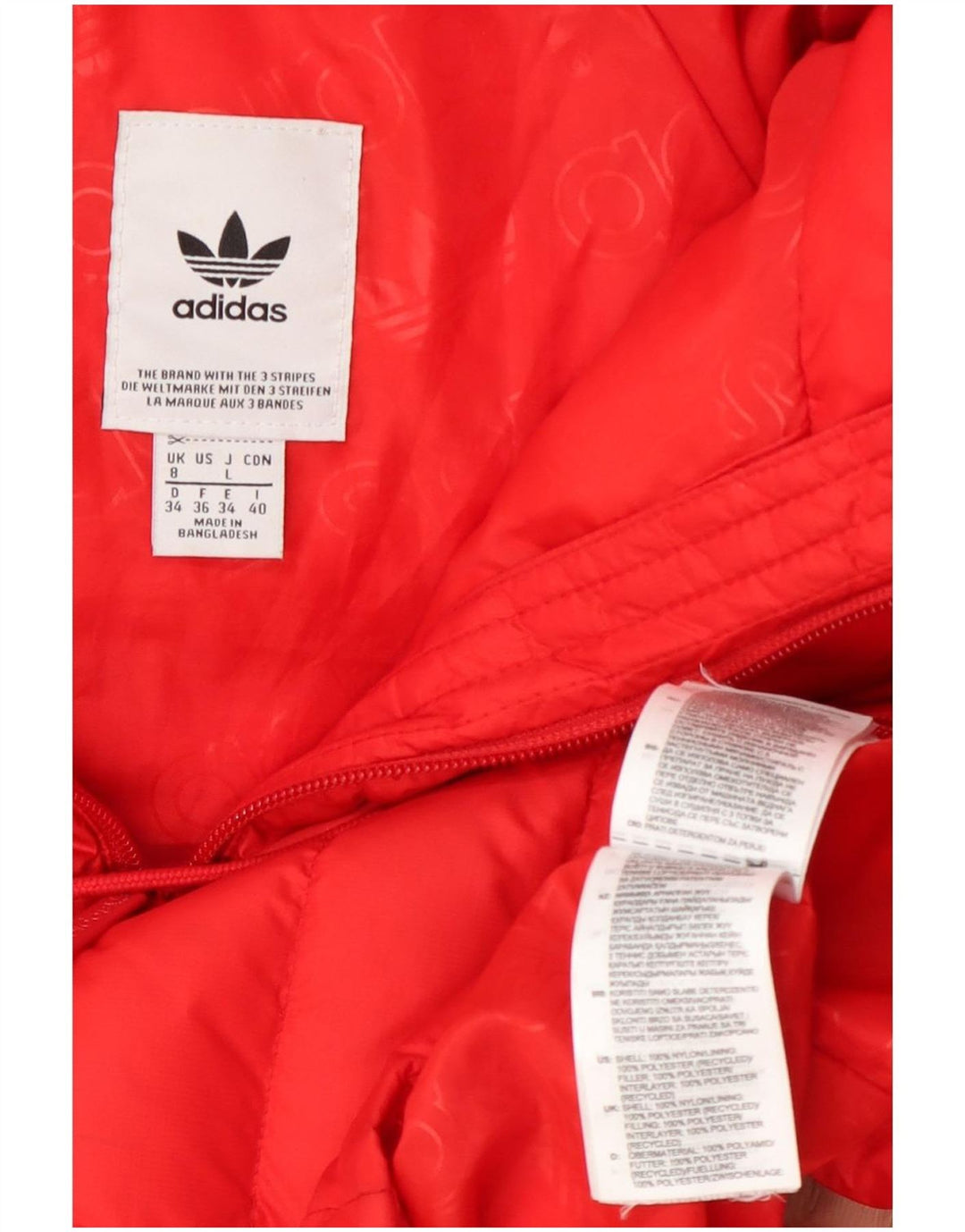 Damska wyściełana kurtka z kapturem Adidas UK 8 Mały pomarańczowy nylon