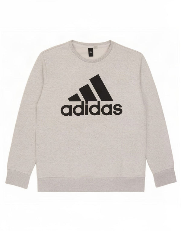 Męska bluza Adidas z grafiką, średnio szara, nakrapiana