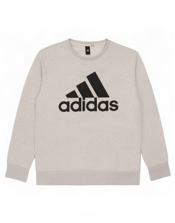 Męska bluza Adidas z grafiką, średnio szara, nakrapiana