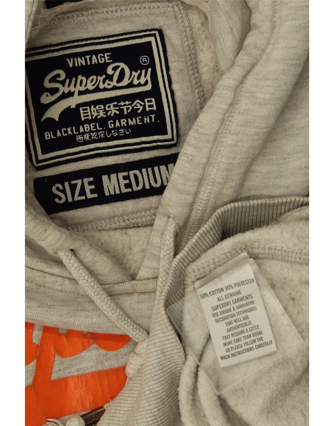 Męski sweter z kapturem Superdry z grafiką, średnioszary, bawełniany