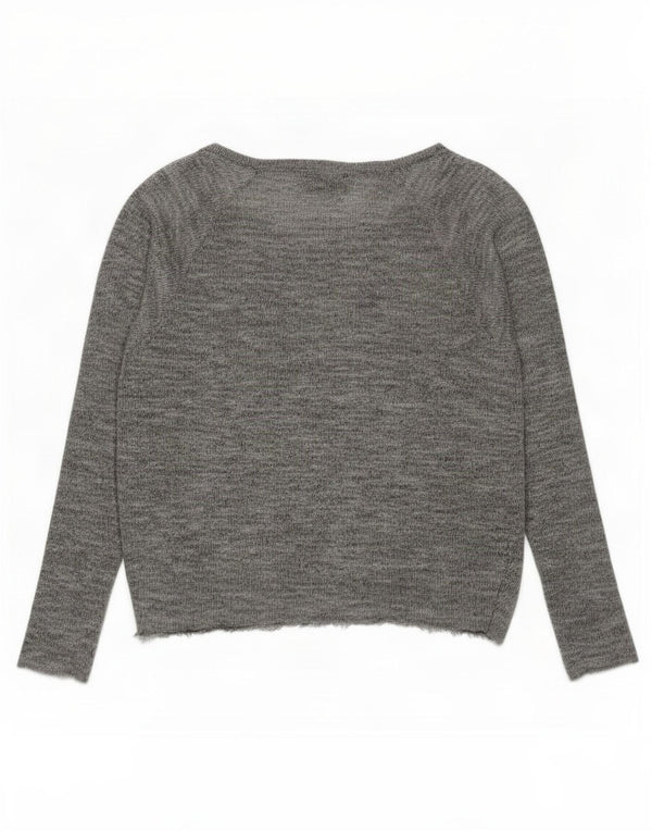 Damski sweter oversize z dekoltem w łódkę Topshop UK 12 Średni szary nakrapiany
