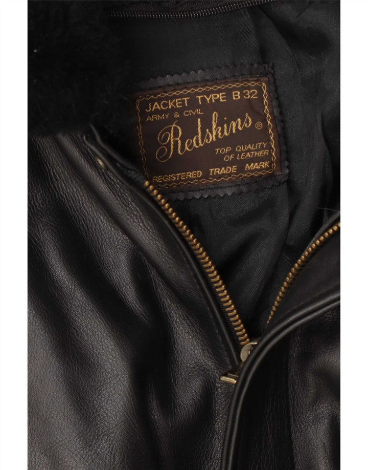 Redskins Męska skórzana kurtka wojskowa UK 36 Small Black