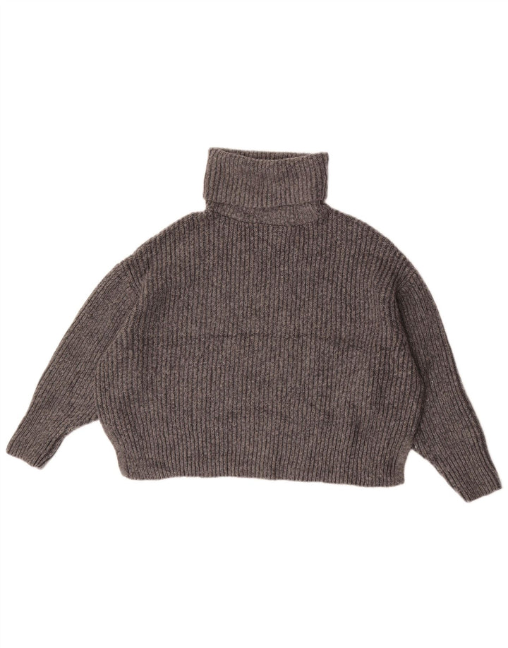 Damski sweter Zara Crop Oversize z golfem UK 14 Średni szary