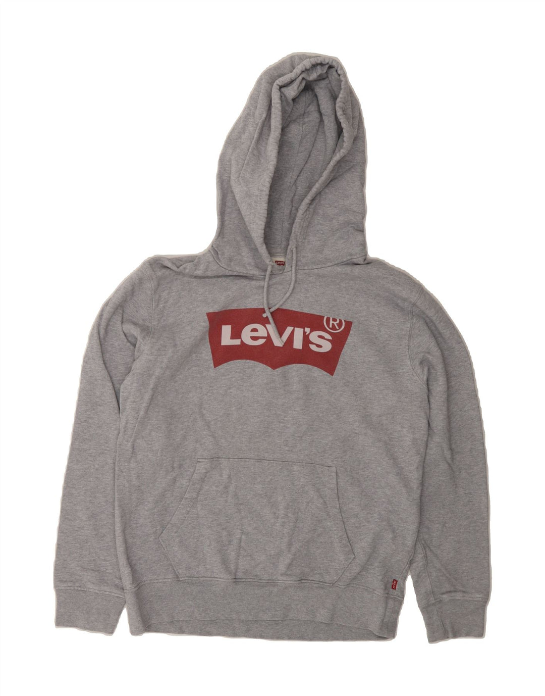LEVI'S Mens Graphic Hoodie Jumper Small Grey Cotton Vintage Levi's and Second-Hand Levi's from Messina Hembry 