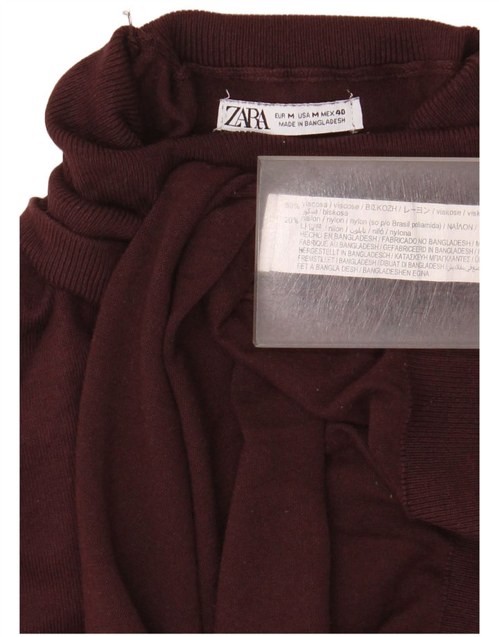 Męski sweter z golfem Zara Średni bordowy wiskoza