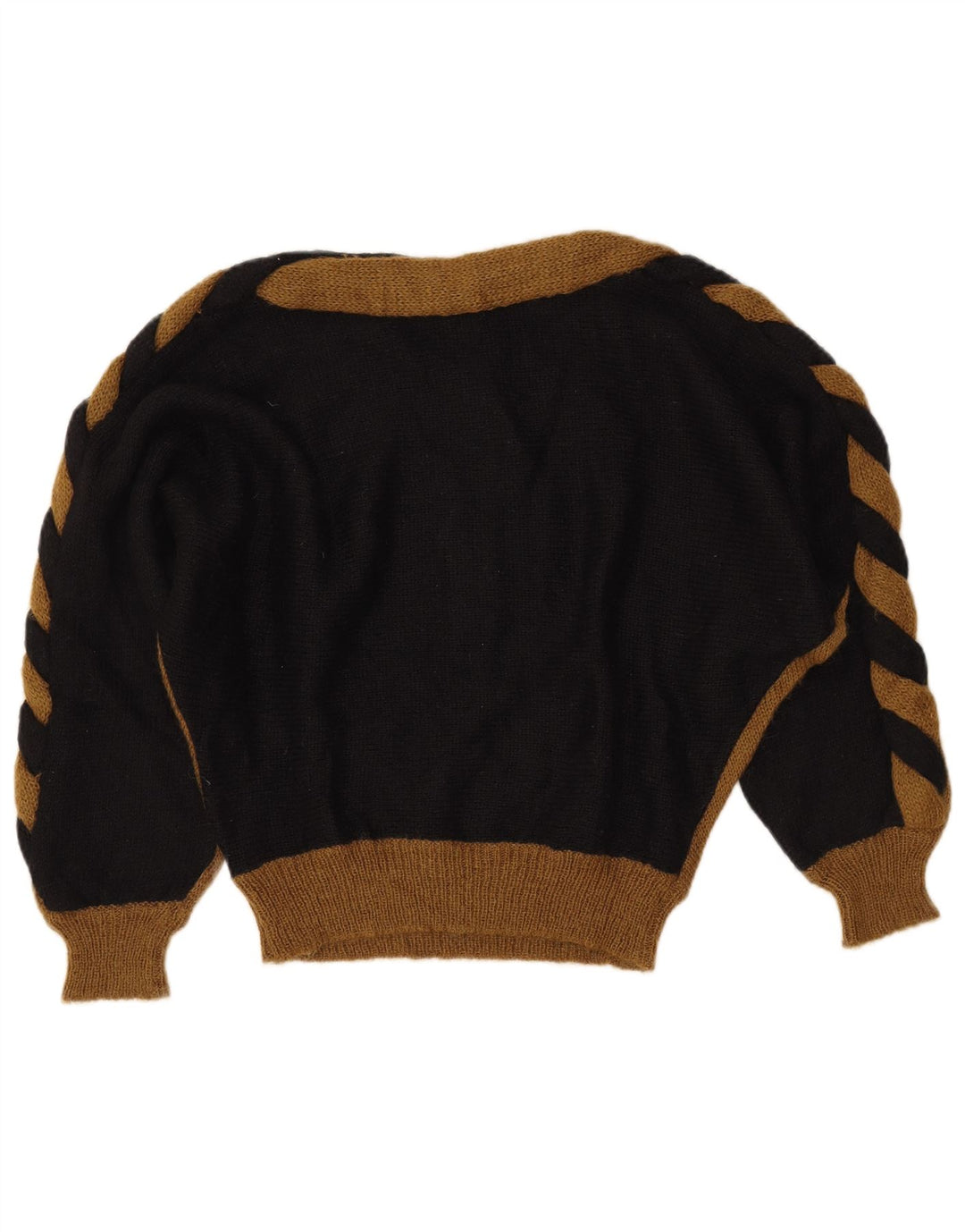 Damski sweter z dekoltem w łódkę w stylu vintage, UK 14, średni czarny, blok kolorów