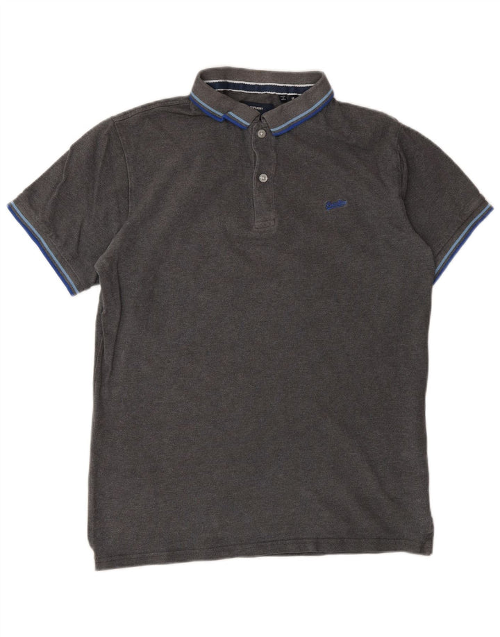 Męska koszulka polo Superdry, średnioszara, bawełniana