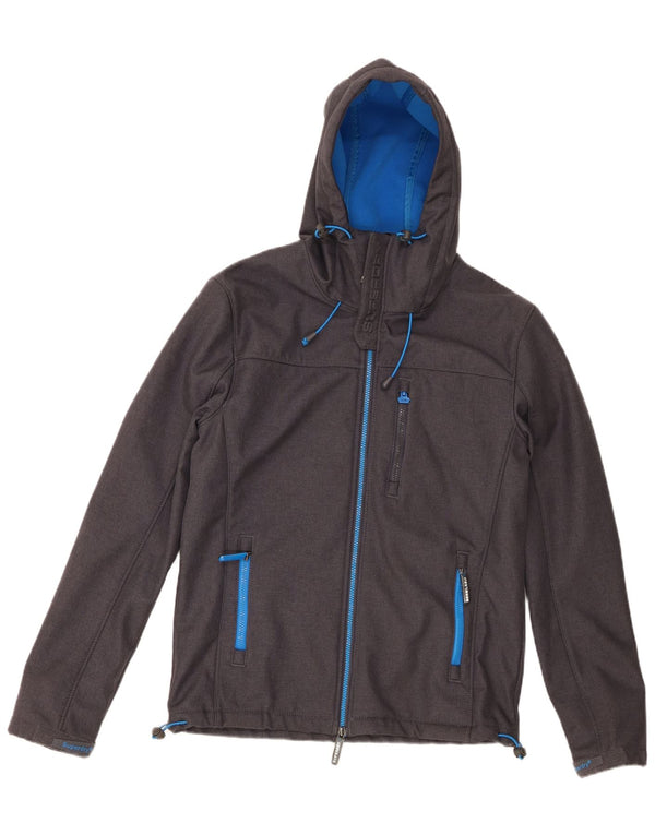 Męska kurtka wiatrówka z kapturem Superdry The Windtrekker UK 40, duża, szara