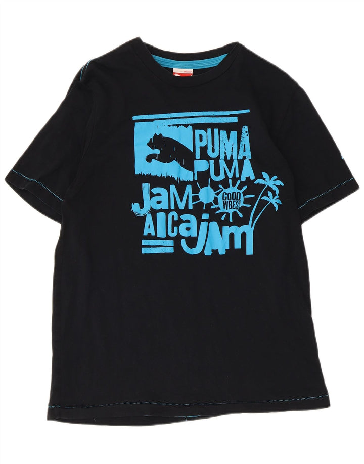Męski T-shirt z grafiką Puma, mały, czarny, bawełniany