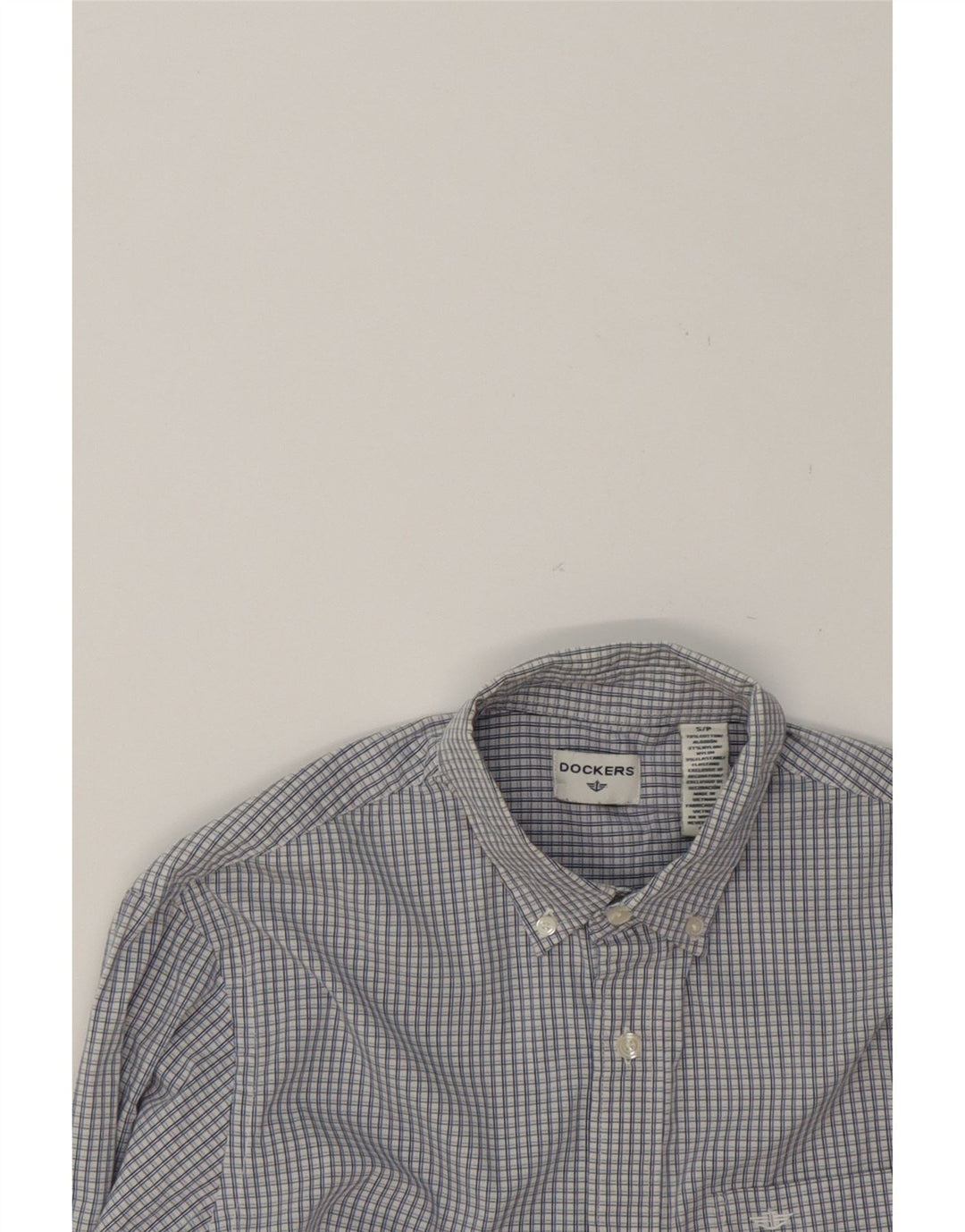 DOCKERS Mens Shirt Small Navy Blue Check Cotton Vintage Dockers and Second-Hand Dockers from Messina Hembry 