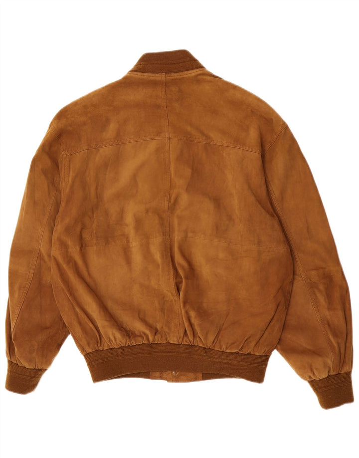 Vintage męska zamszowa kurtka bomber IT 48 średnio brązowa skóra