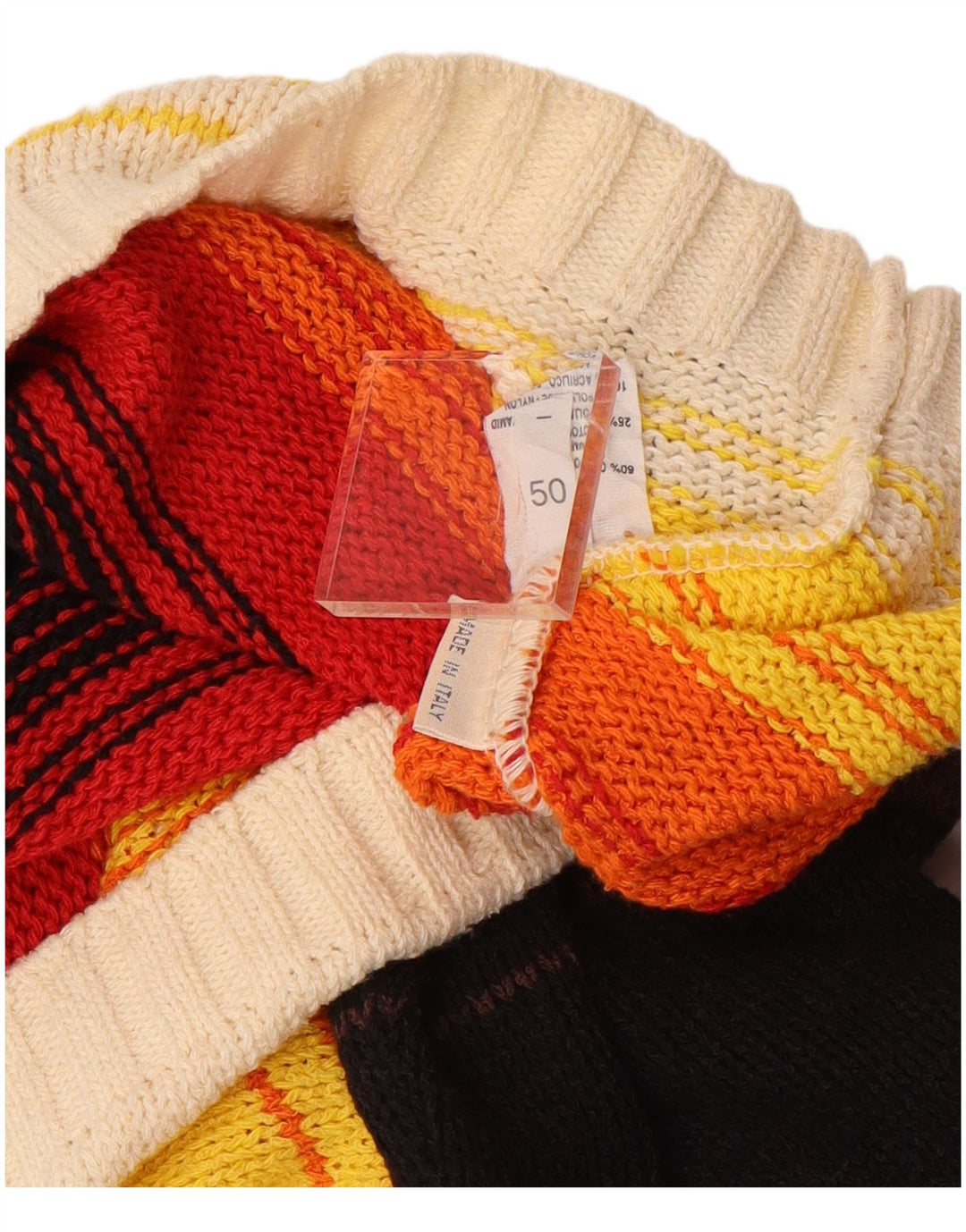 Męski sweter w stylu vintage z dekoltem w szpic IT 50 w średnie, wielokolorowe paski