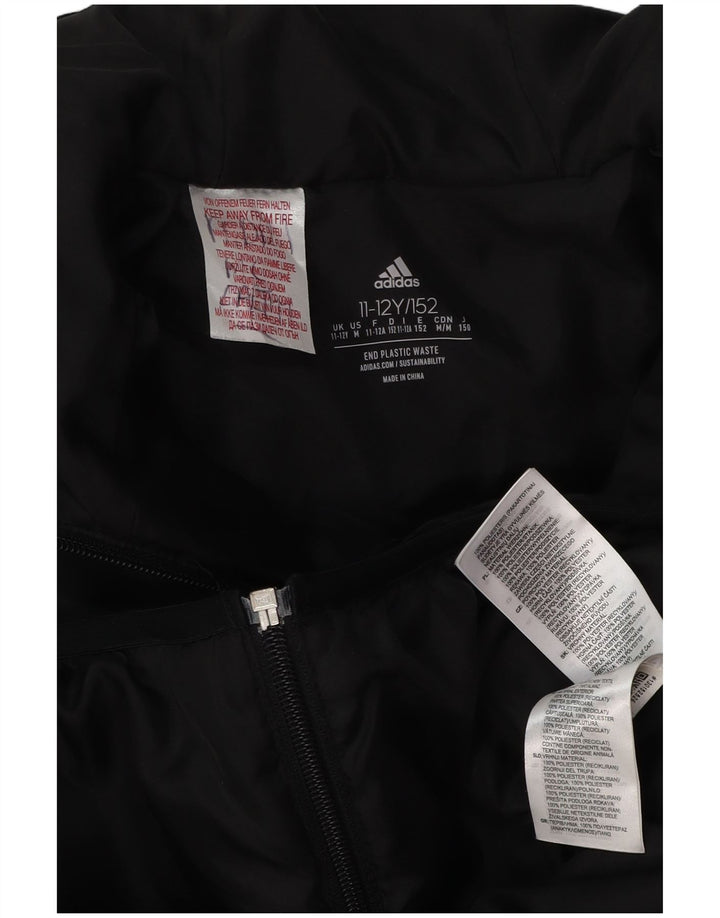 Chłopięca wyściełana kurtka z kapturem ADIDAS 11-12 lat, czarny poliester