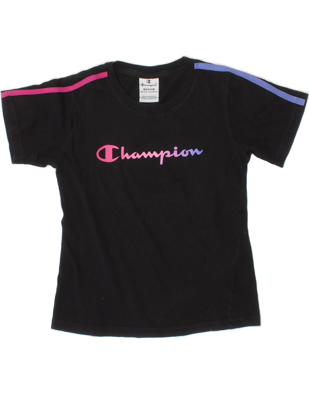 CHAMPION Girls Graphic T-Shirt Top 9-10 Years Medium Black Vintage Champion and Second-Hand Champion from Messina Hembry 