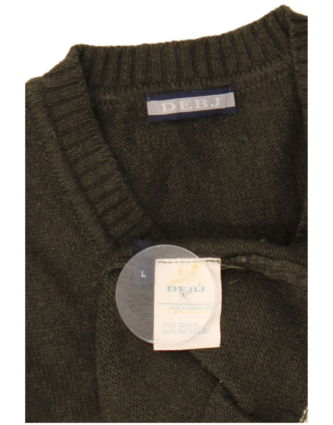 Męski sweter w stylu vintage z dekoltem w szpic, duży Khaki Argyle/diamentowa wełna