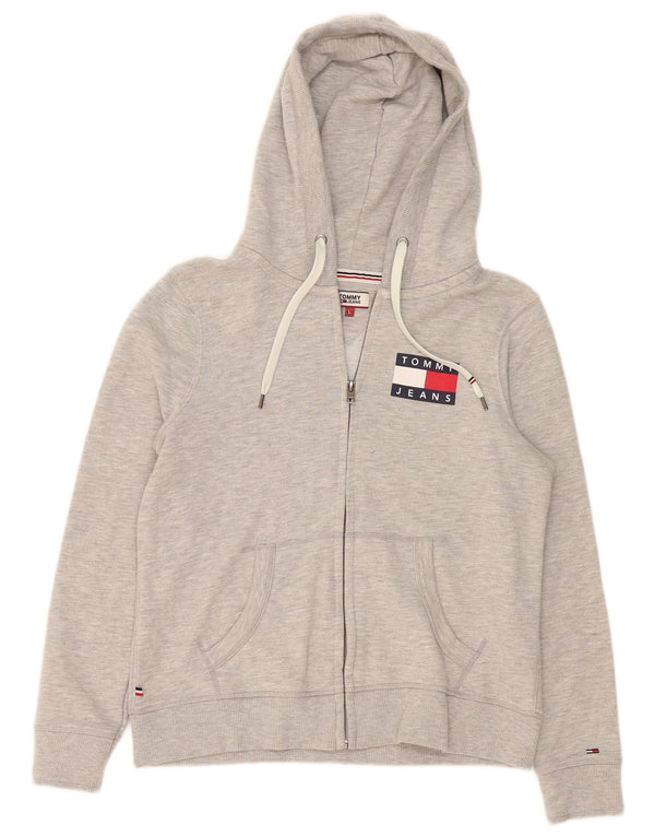 Damski sweter z kapturem i zamkiem Tommy Hilfiger UK 16, duży, szary, bawełniany