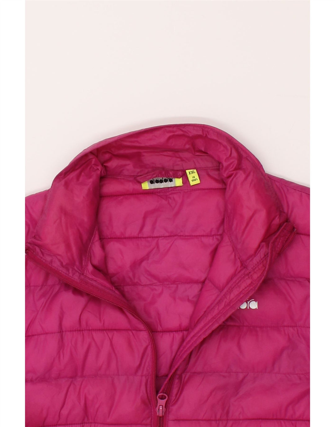 DIADORA Girls Padded Jacket 13-14 Years 2XL Pink Polyester Vintage Diadora and Second-Hand Diadora from Messina Hembry 