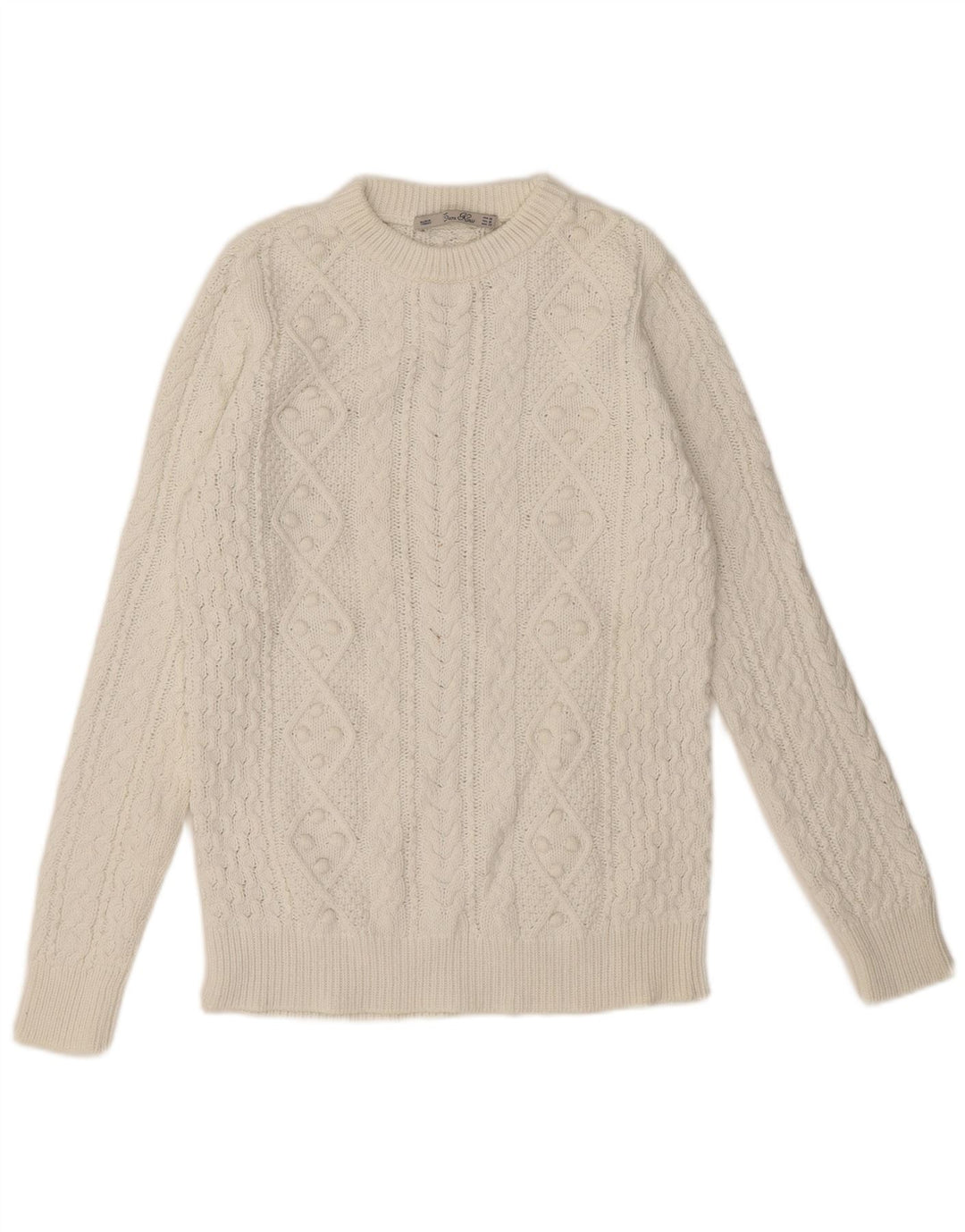 Damski sweter z okrągłym dekoltem Zara, średni biały
