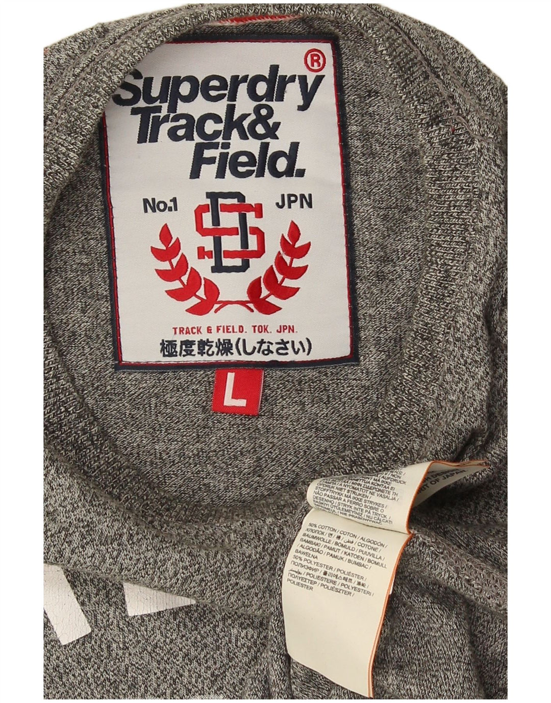 Męski T-shirt Superdry z grafiką, duży, szary, bawełniany w cętki