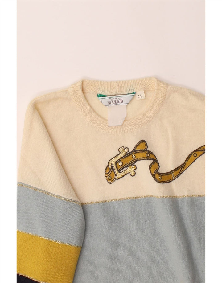 DONNA MIZAR Womens Crew Neck Jumper Sweater IT 44 Medium Multicoloured Vintage Donna Mizar and Second-Hand Donna Mizar from Messina Hembry 