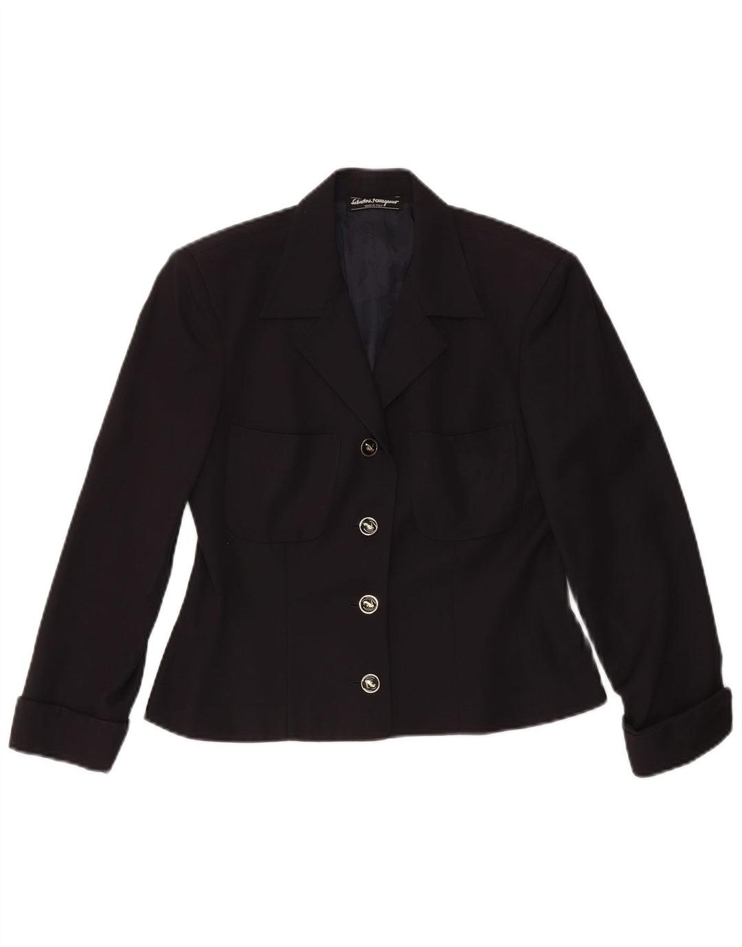 SALVATORE FERRAGAMO Womens 4 Button Blazer Jacket UK 10 Small Black