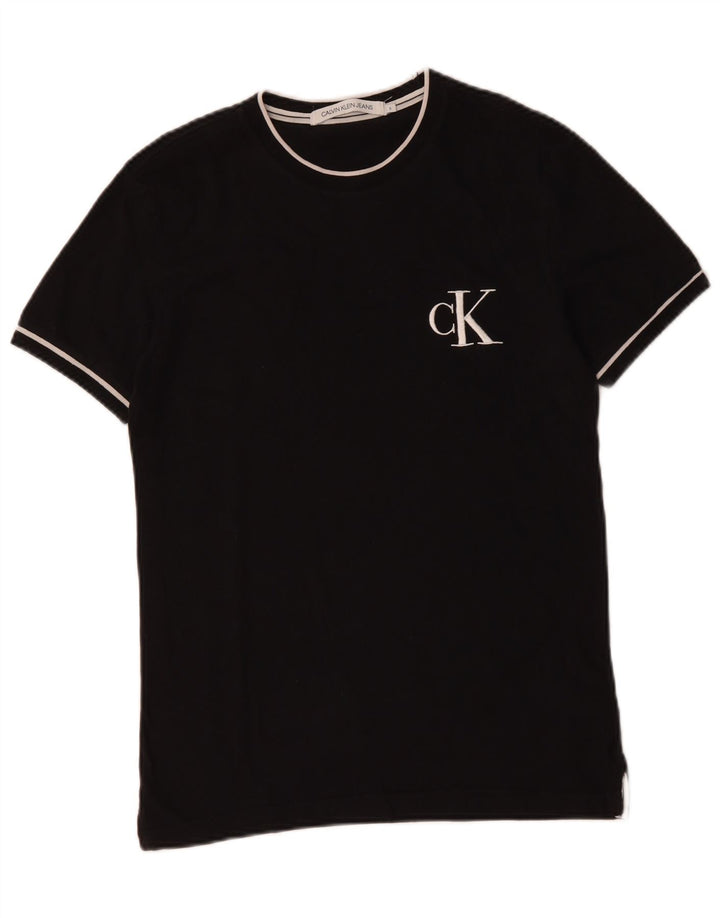 CALVIN KLEIN JEANS Męski T-shirt Top, mały, czarny, bawełniany