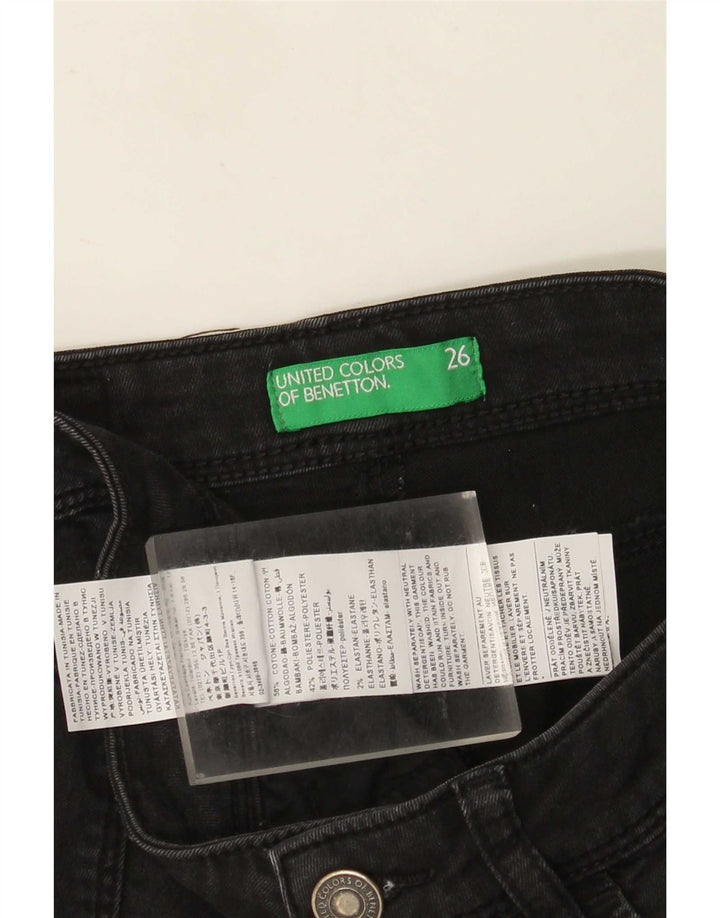 Jeansy damskie Benetton W26 L29 Czarne bawełniane