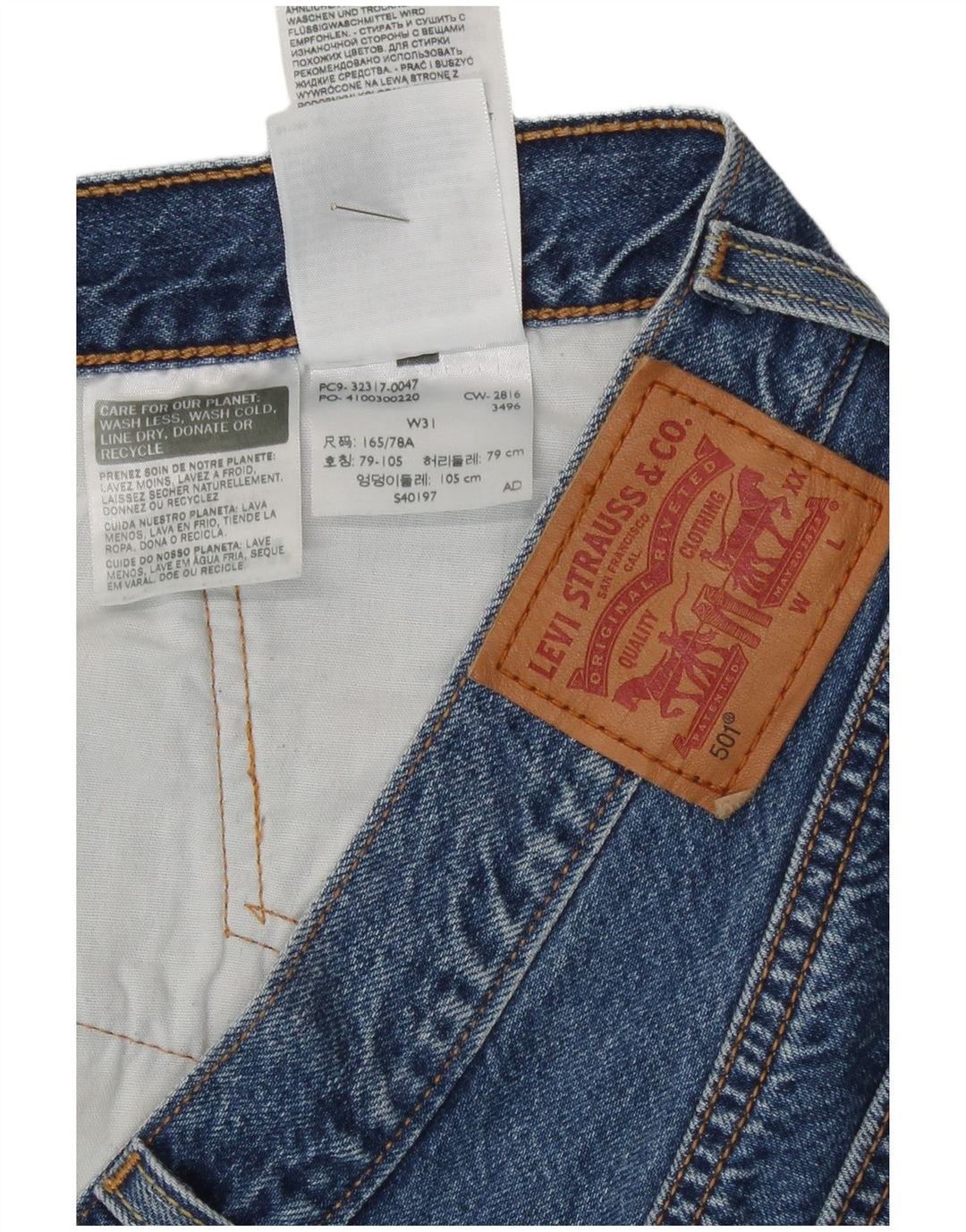Damskie spodenki jeansowe Levi's 501 W31 Średnioniebieskie, bawełniane