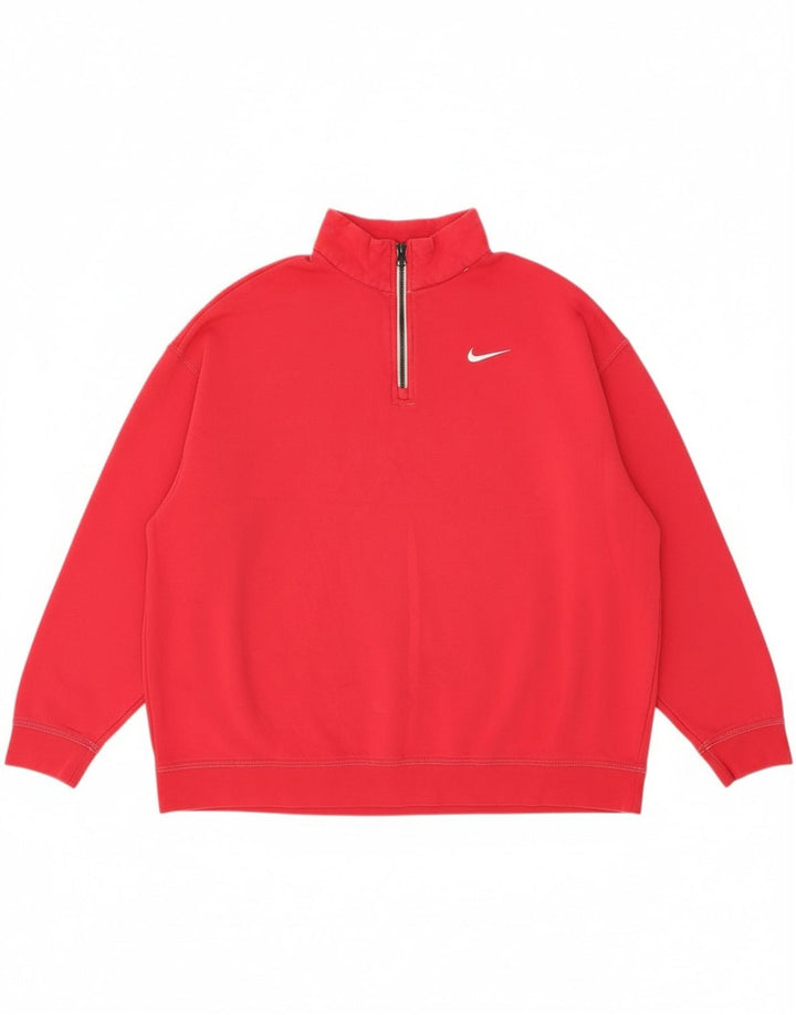 Damski sweter oversize z zamkiem błyskawicznym Nike, UK 14, średni różowy, bawełniany