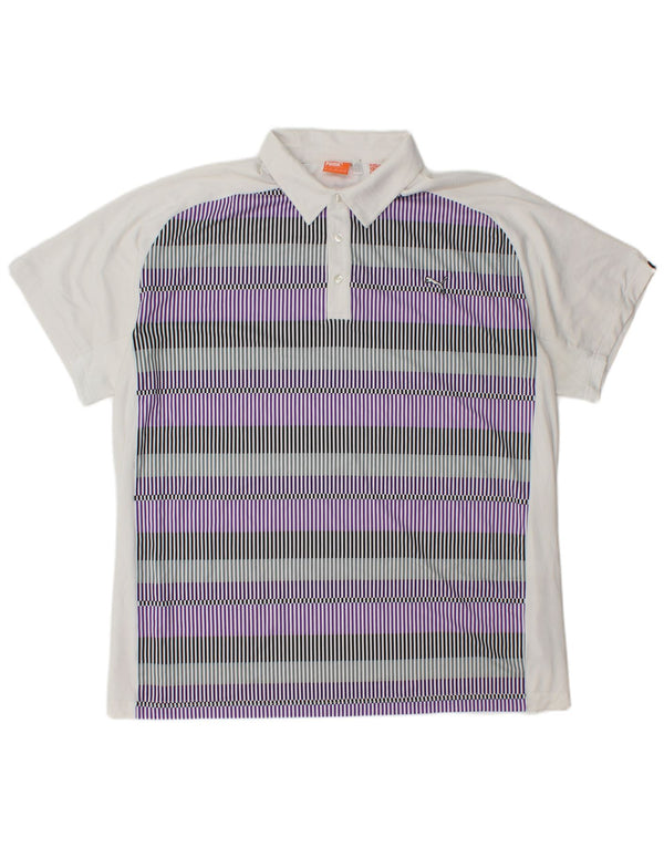 Męska koszulka polo PUMA 2XL Biały poliester w prążki