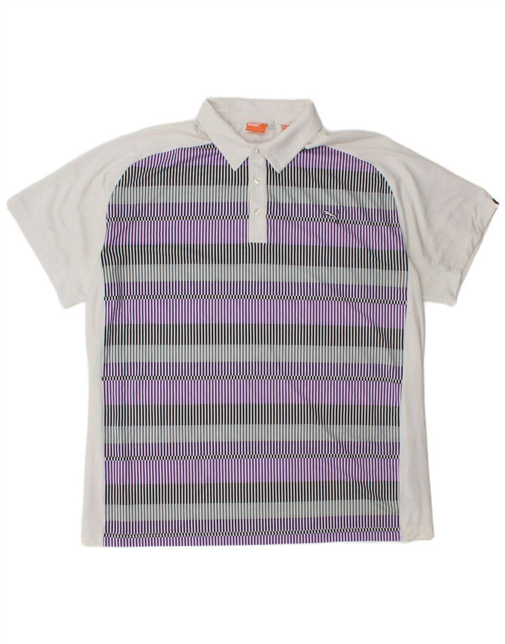 Męska koszulka polo PUMA 2XL Biały poliester w prążki