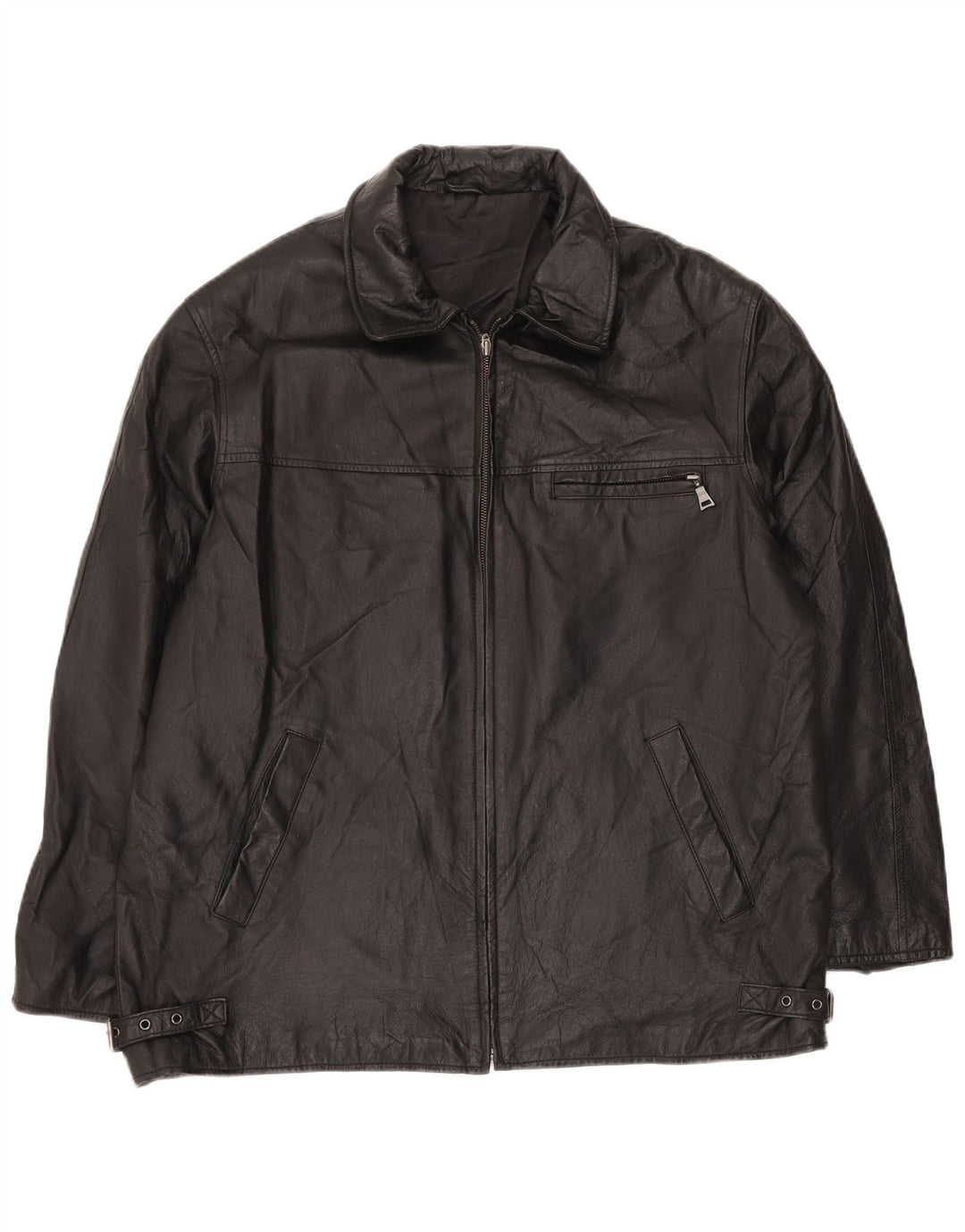 ANGELO LITRICO Męska kurtka skórzana UK 42 XL Czarna skóra