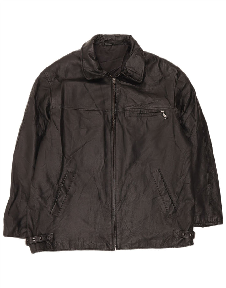 ANGELO LITRICO Męska kurtka skórzana UK 42 XL Czarna skóra