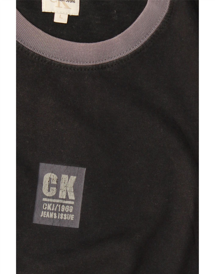CALVIN KLEIN JEANS Męski T-shirt Top, duży, czarny, bawełniany