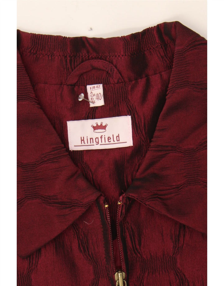 KINGFIELD Womens Blazer Jacket EU 40 Medium Burgundy Argyle/Diamond Vintage Kingfield and Second-Hand Kingfield from Messina Hembry 