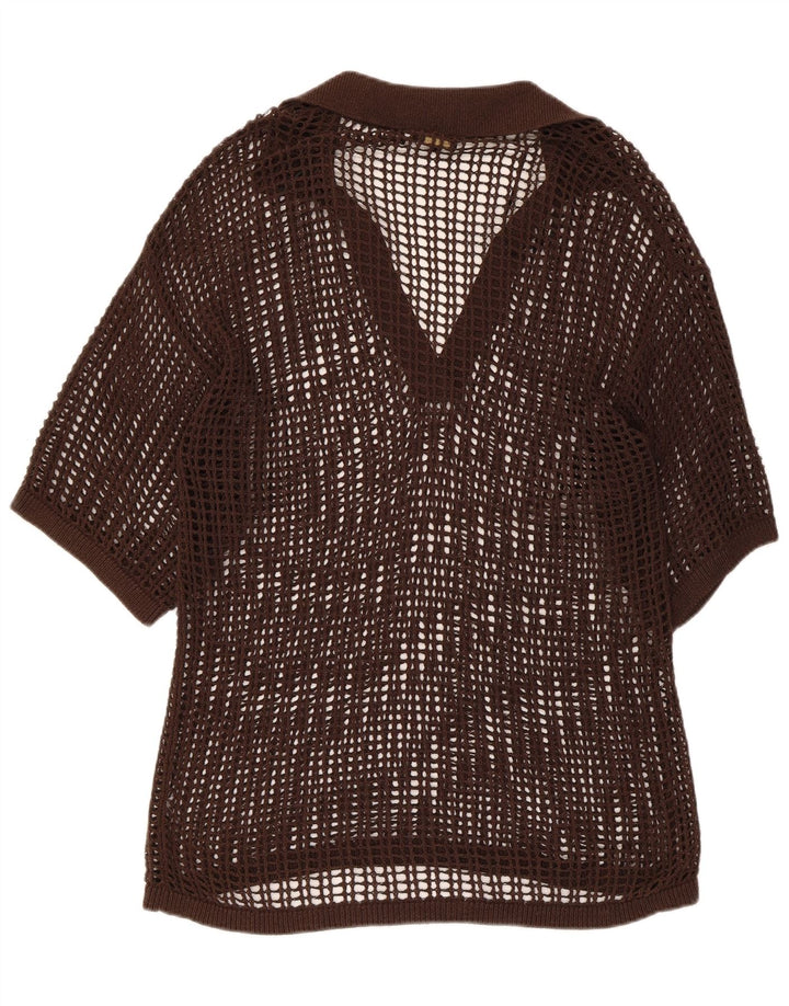 Damska bluzka Massimo Dutti, przezroczysta, szydełkowa, UK 14, średni brąz