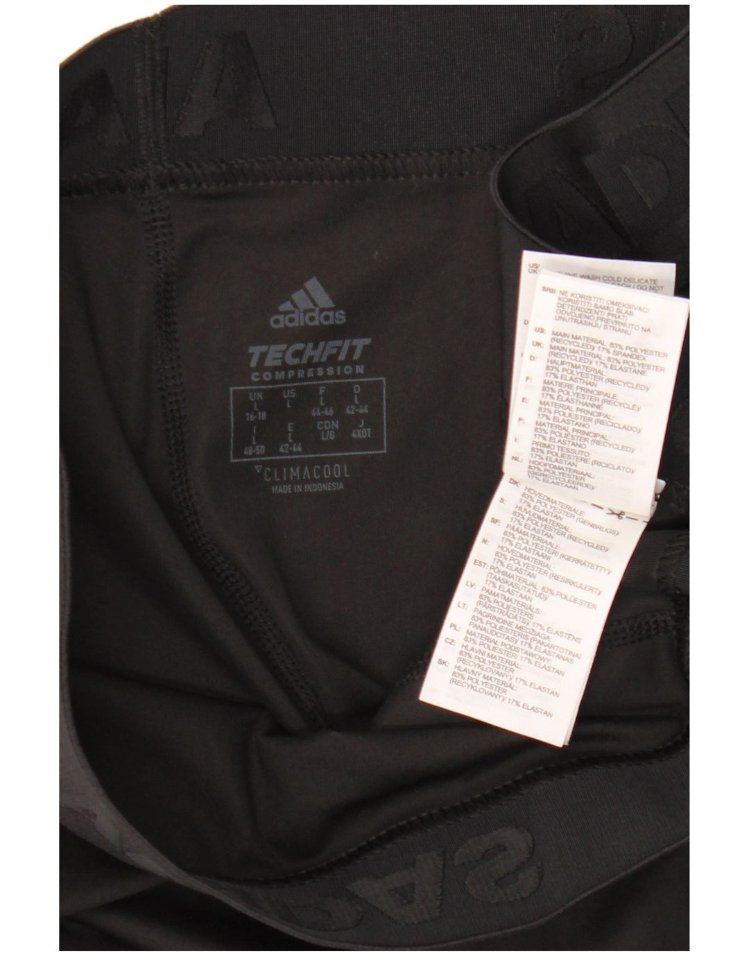 Damskie legginsy Adidas Tech Fit Capri UK 16/18, duże, czarne, poliestrowe