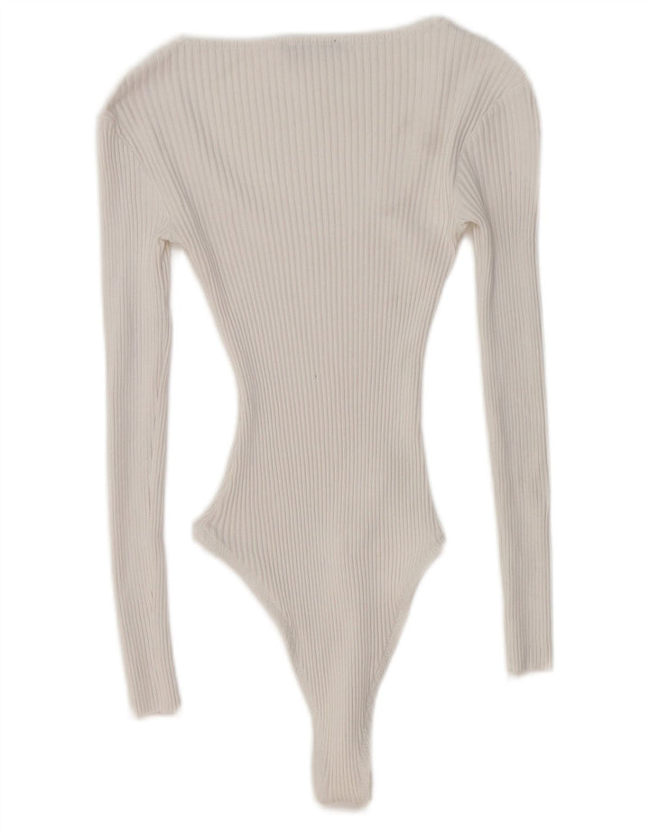 Damskie body z długim rękawem ZARA UK 8 Small White