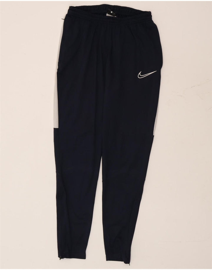 Męskie spodnie dresowe Nike Dri Fit, małe, granatowe, z poliestru w blokach kolorów
