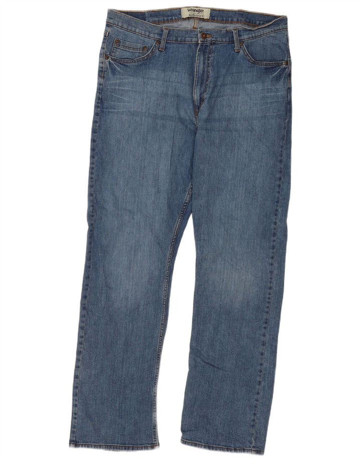Wrangler Męskie proste dżinsy W36 L32 Niebieskie bawełniane