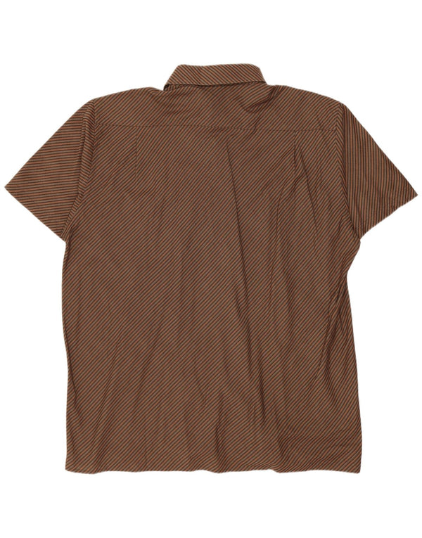 Engbers Mens Short Sleeve Shirt 2XL Brown Striped Cotton