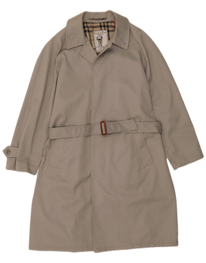 Męski płaszcz przeciwdeszczowy o luźnym kroju VINTAGE IT 49, średnioszary, poliester