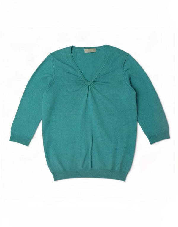 Marks & Spencer Damski sweter z dekoltem w kształcie litery V, UK 16, duży turkusowy