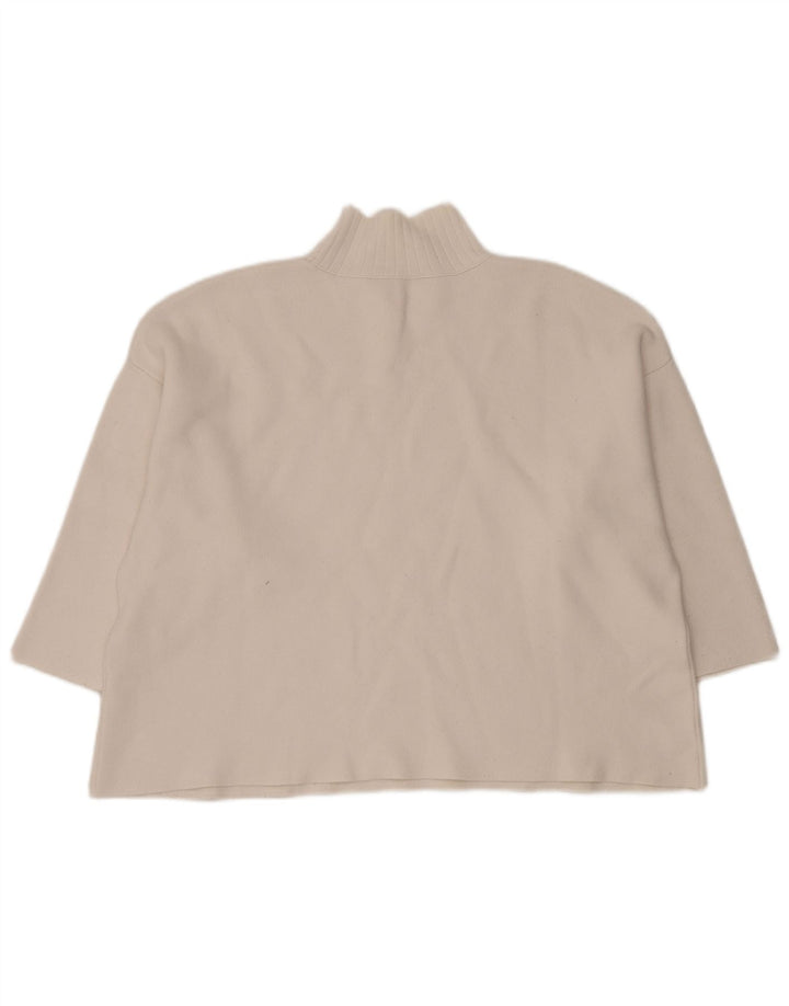 Damski sweter oversize z golfem Zara UK 14, średni biały