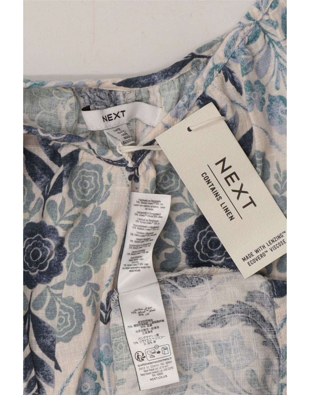 Next Damska oversize'owa sukienka letnia bez rękawów UK 12 w kolorze średnioniebieskim, w kwiaty, w stylu boho