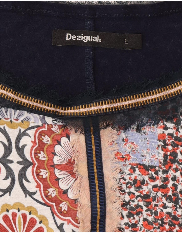 Damska bluzka poncho Desigual Top UK 14, duża, granatowa, patchworkowa, artystyczna